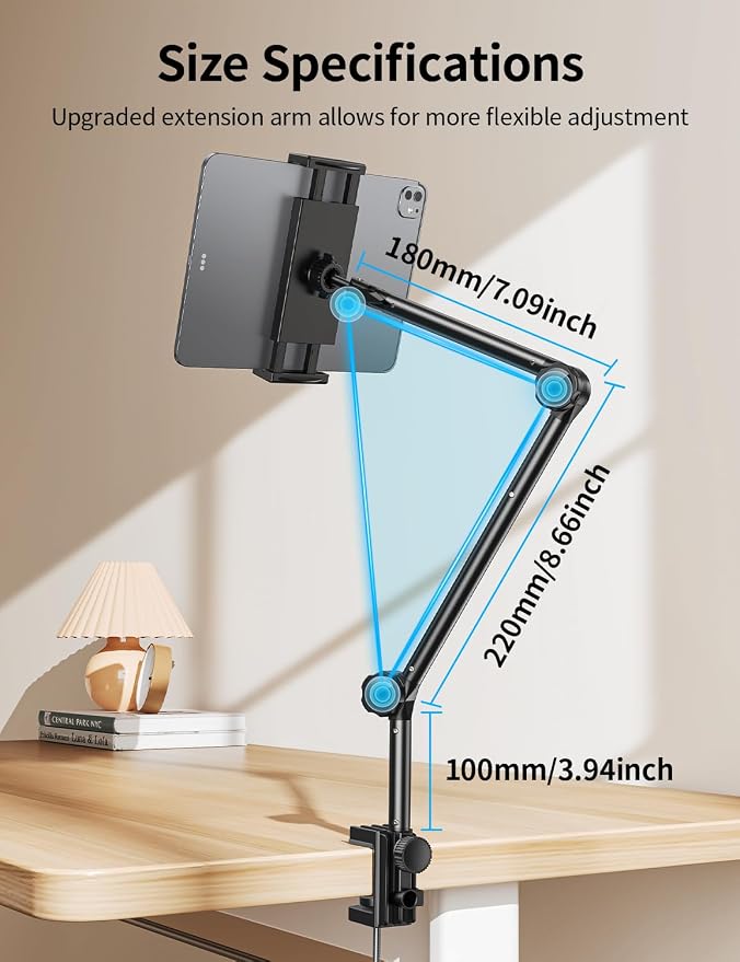 OMOTON Tablet Stand Mount for Desk, Adjustable Phone Holder for Bed - Image 2