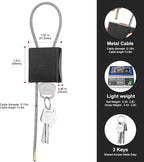Cable Padlock with 3 Keys | L 1.15ft, D 1/6in Adjustable Steel Cable Lock | - Image 2