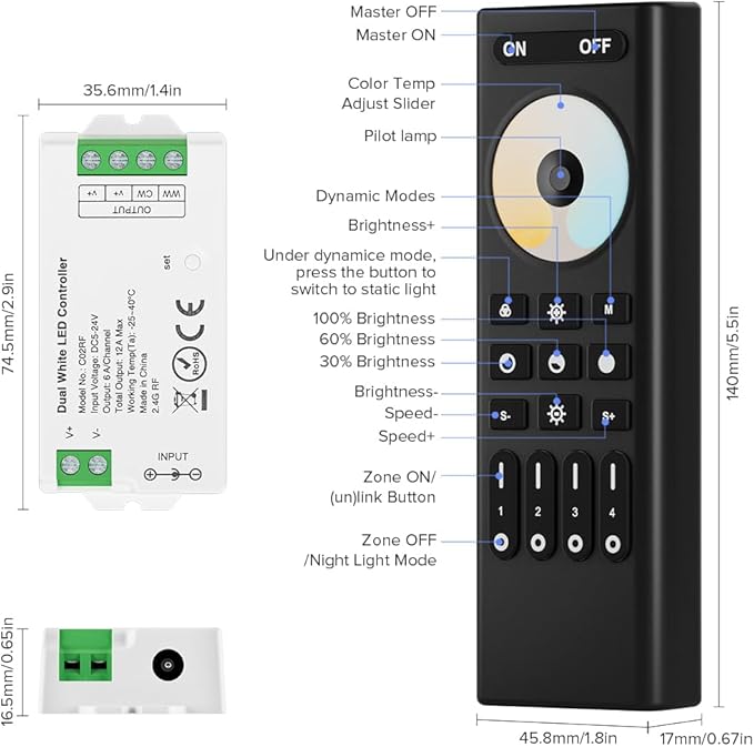 BTF-LIGHTING RF 2.4GHz Wireless Remote RC02RFB & C02RF Tuya Controller Kit 4 - Image 5