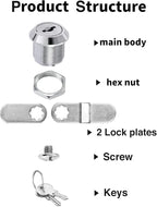 Cabinet Cam Locks Keyed Alike, 5/8'' Fits on 3/8'' Max Door Thickness, Secure - Image 2