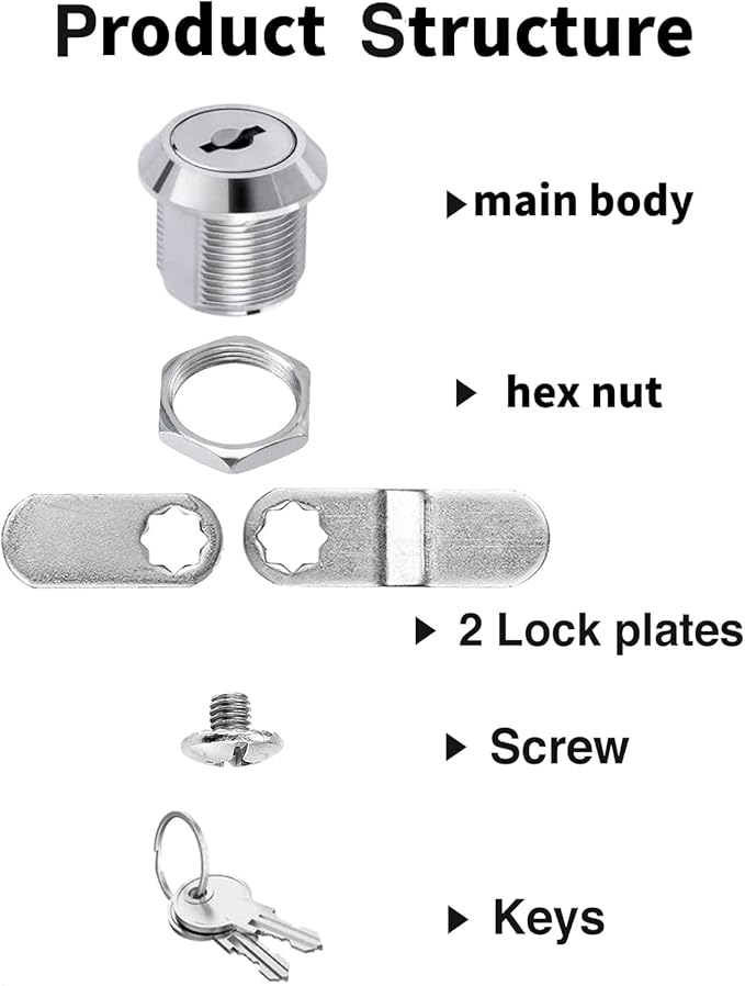 Cabinet Cam Locks Keyed Alike, 5/8'' Fits on 3/8'' Max Door Thickness, Secure - Image 2