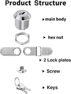Cabinet Cam Locks Keyed Alike, 5/8'' Fits on 3/8'' Max Door Thickness, Secure - Image 2