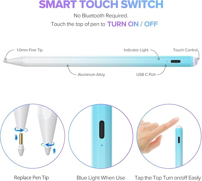 Stylus Pen for iPad 6th-11th Generation-2X Fast Charge Active Pencil Compatible - Image 5