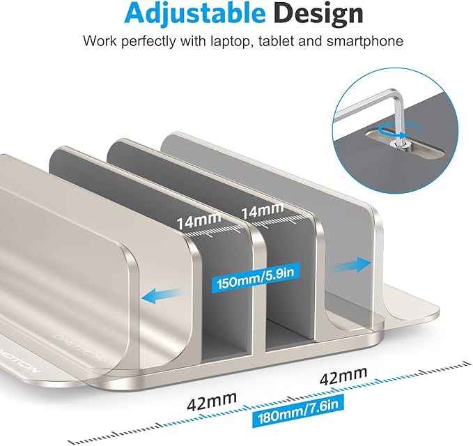 OMOTON Vertical Laptop Stand, Desktop Aluminum Mac Book Stand - Image 4