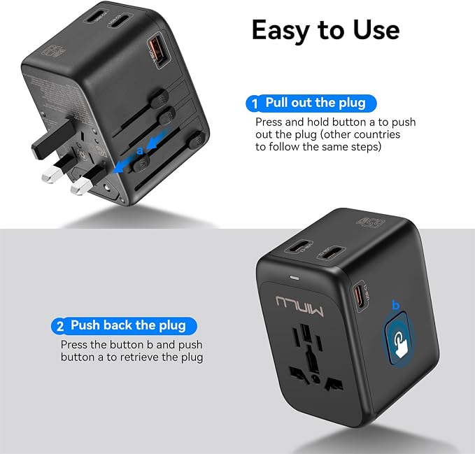 Universal Travel Multi Adapter, PD 65W Worldwide Travel Charger - Image 4