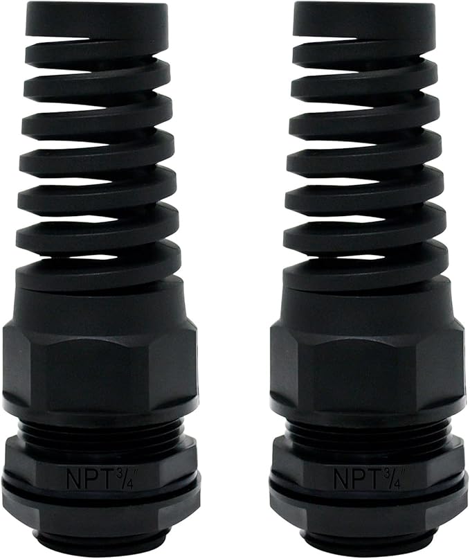 LeMotech 2Pcs NPT 3/4" IP68 Waterproof Cable Gland Flex Spiral Strain Relief by LeMotech