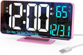 Pink Digital Clock for Bedroom 6.7in Dual Alarm Clock by KOSUMOSUTECHNOLOGY