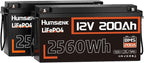2PACK 12V 200Ah LiFePO4 Battery, Built-in 200A BMS, Rechargeable Deep Cycles by HumsiENK