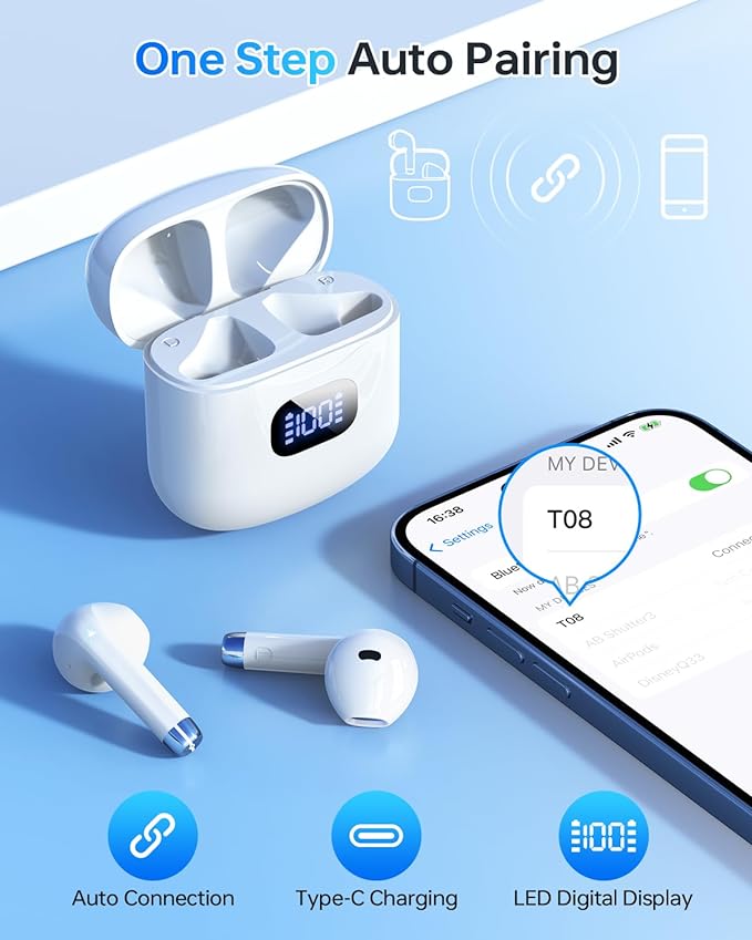 KTGEE Wireless Earbuds Bluetooth 5.3 Headphones, 40Hrs Playback Stereo Ear Buds - Image 2