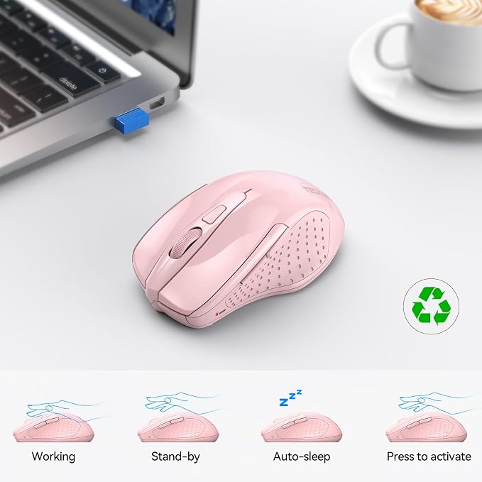 TECKNET Wireless Mouse Silent 4800 DPI Computer USB A & Bluetooth Mouse 6 - Image 8