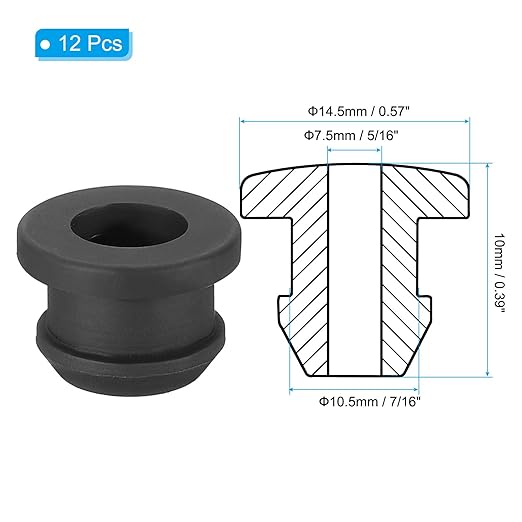 PATIKIL 10.5mm / 7/16 Inch Drill Hole, 5/16 Inch ID Rubber Grommets - Image 2