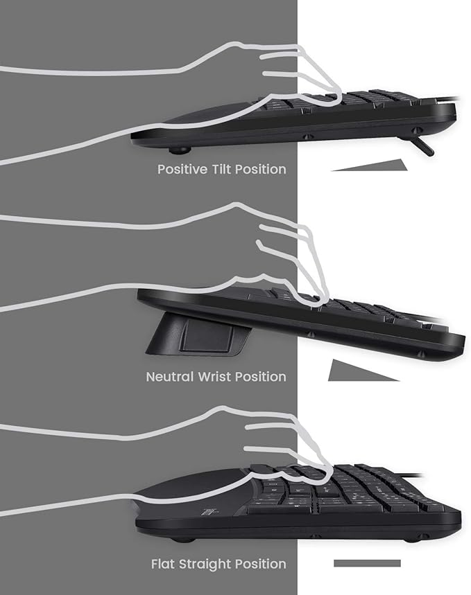 Perixx Periduo-505, Wired USB Ergonomic Split Keyboard and Vertical Mouse Combo - Image 3