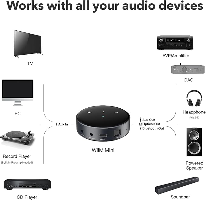WiiM Mini AirPlay 2 Wireless Audio Streamer, Preamplifier, Works - Image 3