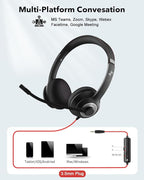 USB Headset with Mic for PC, On-Ear Computer Laptop Headphones with Noise - Image 5