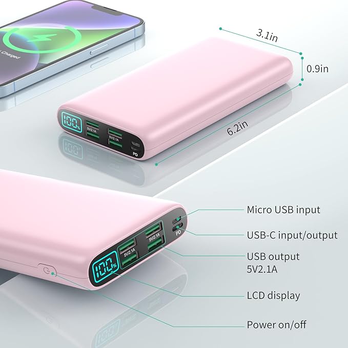 Portable Charger 38800mAh, LCD Display Power Bank, 5 USB Outputs Battery Pack - Image 5