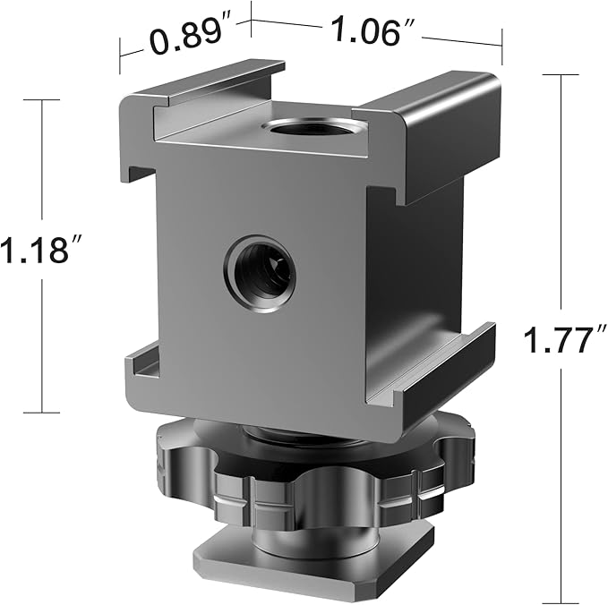 Triple Cold Shoe Mount Cold Shoe Adapter, 360 Degree Swivel Aluminum Camera Hot - Image 7