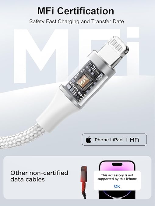 USB C to Lightning Cable 10FT, Power iPhone Charger Cord MFi Certified Braided - Image 4
