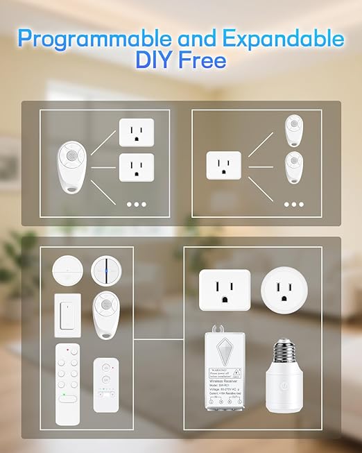 Greencycle Remote Control Outlet, 2 Wireless Light Switches and 1 Outlet Plug - Image 9