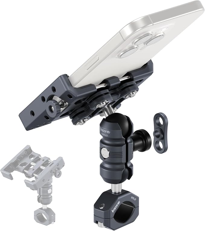 Motorcycle Phone Mount Kit, Anti-Theft Dual Socket Arm, 360° Rotate Phone Clip - Image 8