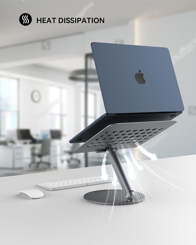 LULULOOK Laptop Stand for Desk 2025, 360 Rotating Adjustable Laptop Riser - Image 4