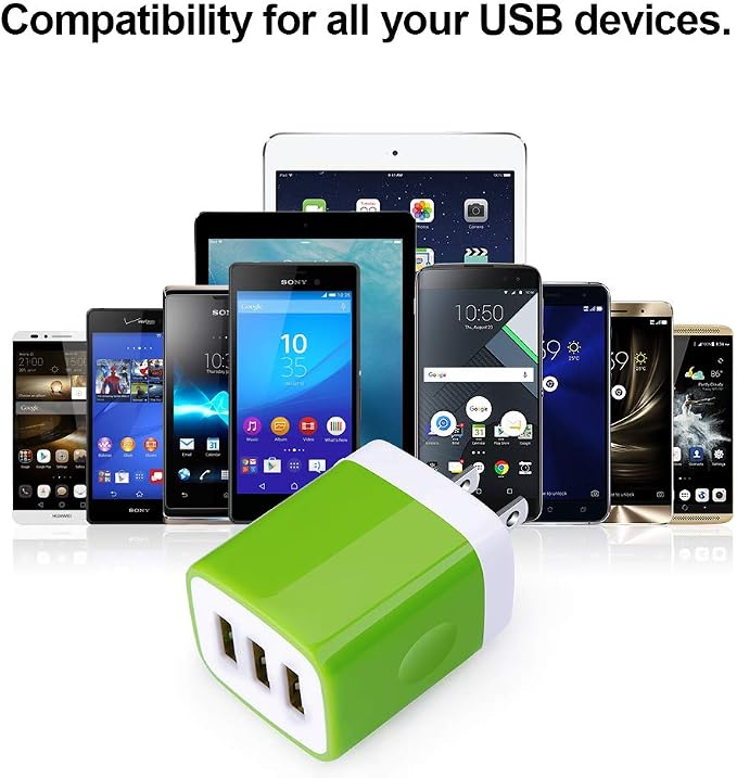 Wall Charger Adapter, USB Cubes, Sicodo 3Pack Universal Travel 3.1A 3 Muti Port - Image 4
