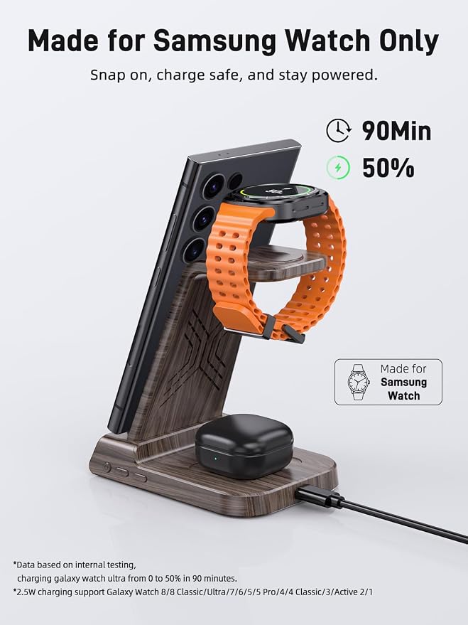 Wireless Charger for Samsung Charging Station, 3 in 1 Android Phone Charger for - Image 3