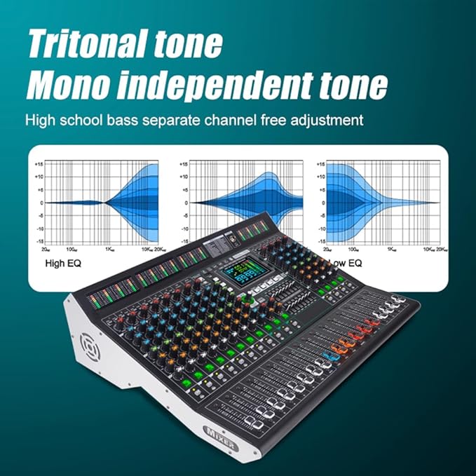 MD-14 14-Channel Professional Audio Mixer, 99 DSP Effects, LED Display - Image 3