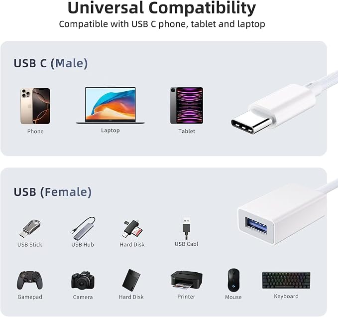 USB C to USB 3.0 Adapter, USB C Male to USB Female OTG Cable Thunderbolt3 to - Image 7