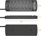Surge Protector Power Strip, Nuetsa 12 Outlets and 4 USB Ports, 6 Feet - Image 7