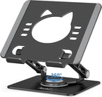 Tablet Stand 360° Rotating Aluminum Holder, Adjustable, Portable and Foldable by Aoviho