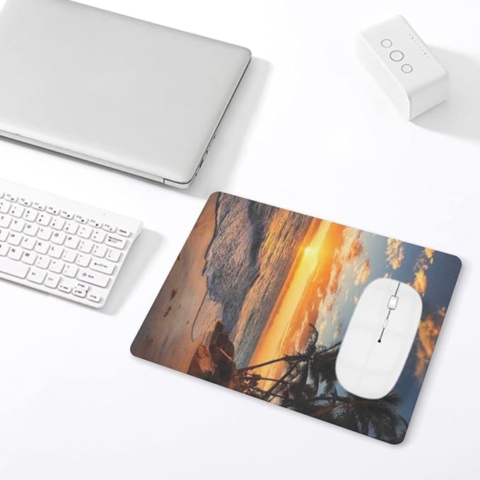 Sunset Beach Mouse Pad, Square Mousepad, Waterproof Mouse Mat Non-Slip Rubber - Image 5