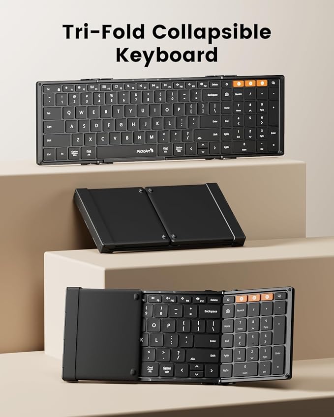ProtoArc Backlit Foldable Keyboard, XK01 Plus Folding Portable Bluetooth - Image 2