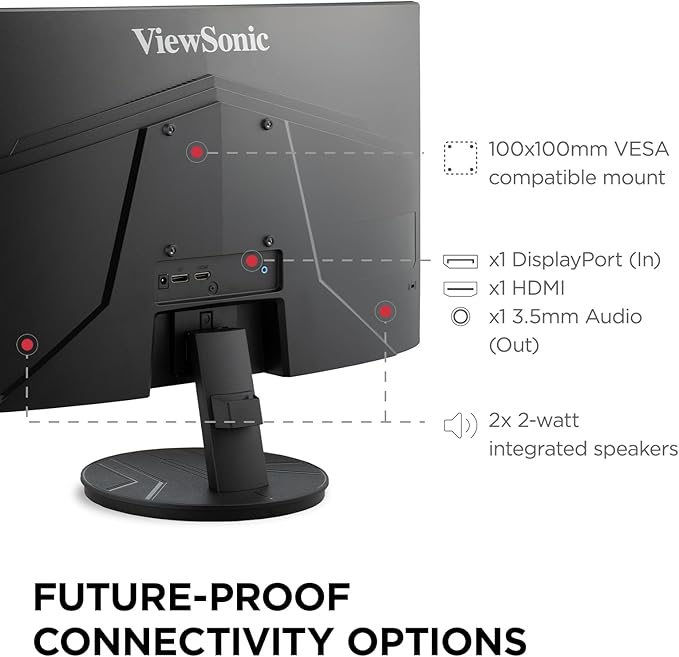 ViewSonic VA2416C 24 Inch Full HD 1080p Frameless Curved Monitor - Image 7