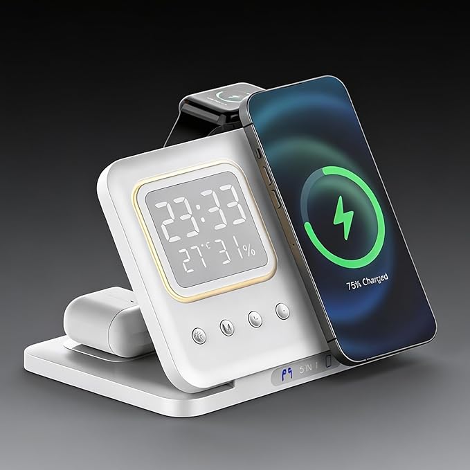 5-in-1 Wireless Charger Station, 15W Fast Charging Wireless Charging Stand by DHBY