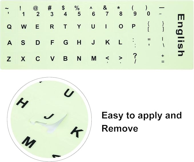2PCS Pack Universal English Keyboard Stickers Glow in The Dark, Keyboard - Image 3