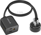 TROND 360° Rotating Flat Plug Extension Cord 1.5ft, Low Profile Small Power by TRONDOfficial