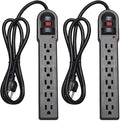 KMC 6-Outlet Surge Protector Power Strip 2-Pack, 900 Joules, 4-Foot Extension by KMC