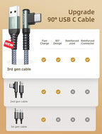 AINOPE USB C Cable 4-Pack 3.2A 90 Degree USB C Cable Packs, Nylon Braided - Image 2