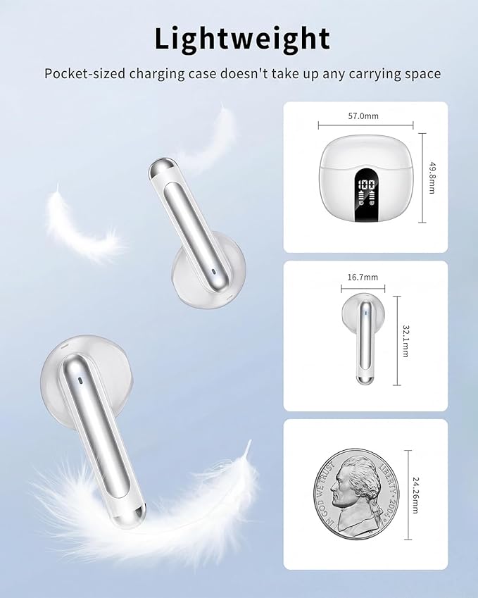 Wireless Earbuds, 2026 Bluetooth 5.4 Headphones Bass Stereo Ear Buds - Image 6