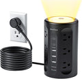 Power Strip Tower with Night Light, Power Strip Surge Protector with USB Ports by anntane