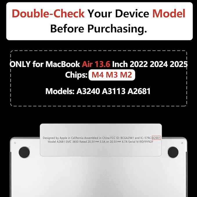 TWOLSKOO Compatible with M4 MacBook Air 13.6 inch Case 2025-2022 Release M4 - Image 2