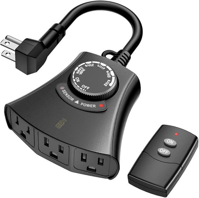 HBN Outdoor Light Timer with Remote Control, Waterproof Light Sensor Timer by HBN