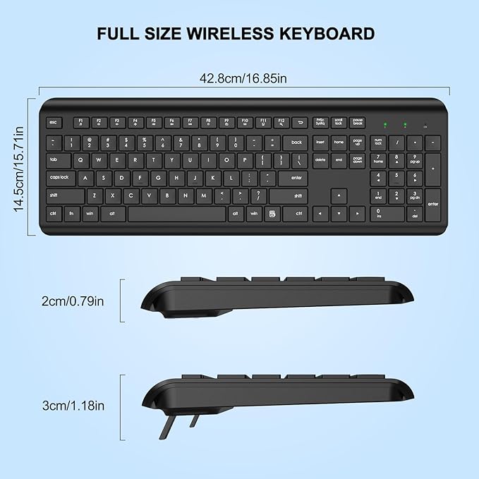 EDJO Wireless Keyboard, 2.4G Full-Sized Cordless USB Silent Computer Keyboard - Image 8