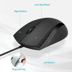 Rapoo Silent Wired Mouse, 1000 DPI 5ft Cord Quiet Button Optical Computer Mouse - Image 2