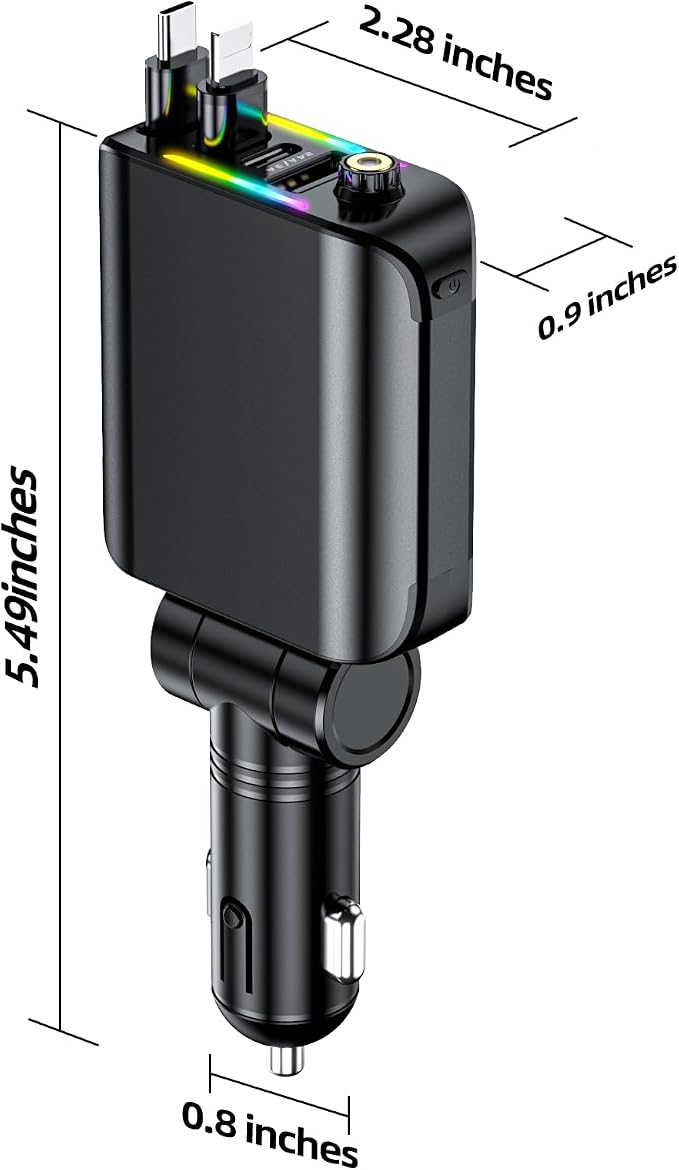 Retractable Car Charger with Starlight, Max 120W USB C Car Charger Adapter - Image 9