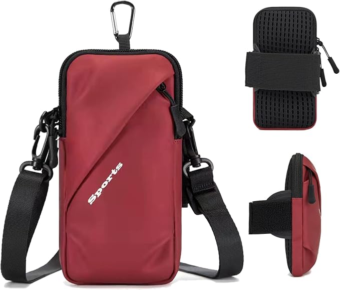 Cell Phone Holder Arm Band, Small Crossbody Shoulder Holsters Bag by PrimeComfort