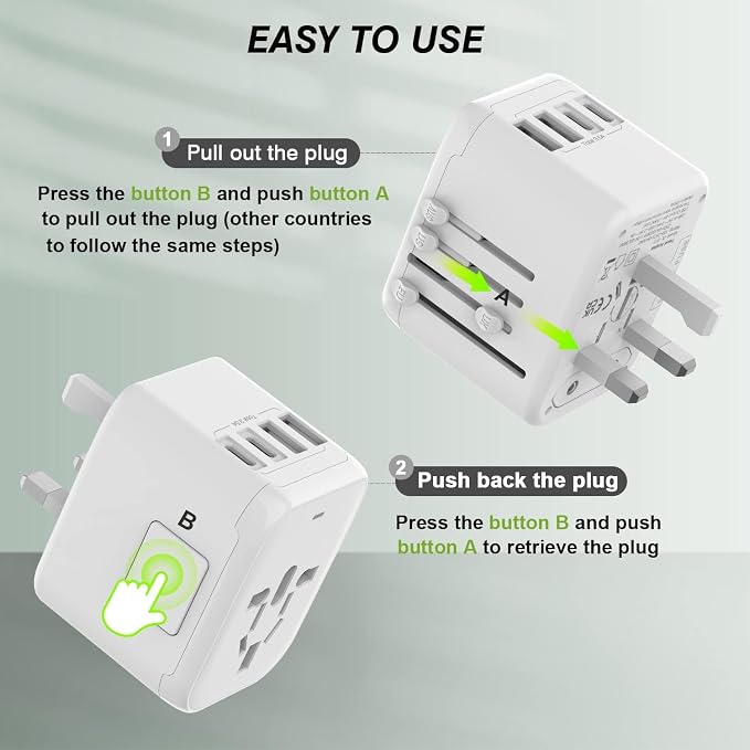Universal International Power Travel Plug Adapter, 5 in 1 European Travel Plug - Image 6