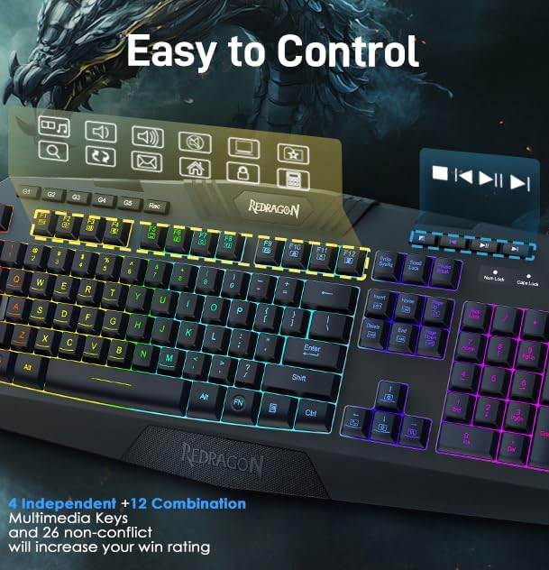 Redragon Updated S101 Programmable Gaming Keyboard and Mouse, RGB Backlit - Image 5
