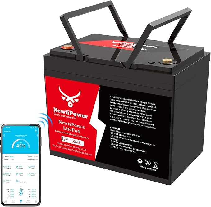 12V 100Ah Lithium LiFePO4 Battery by NewtiPower