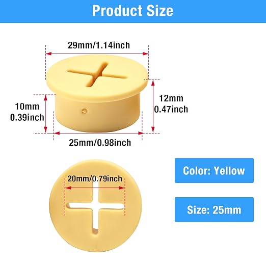 Desk Grommet, 1 in 25 mm Silicone Rubber Grommets, Flexible Wall Cord Pass - Image 9